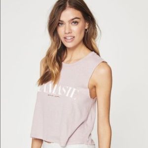 SPIRITUAL GANGSTER Namaste Crop Tank Rose Quartz